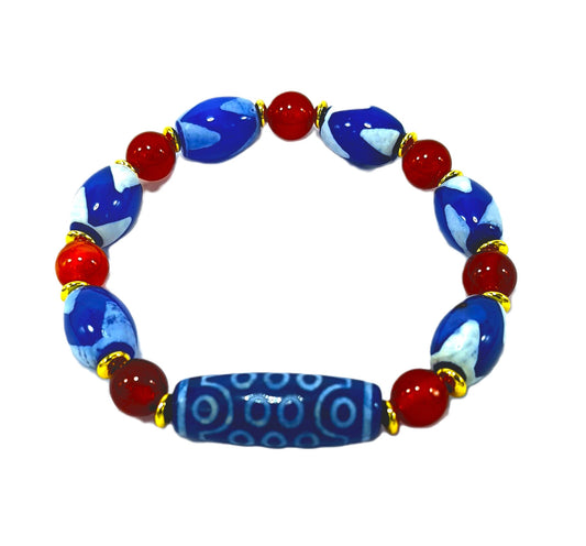 Peace Semi Precious Stone Mens Bracelet