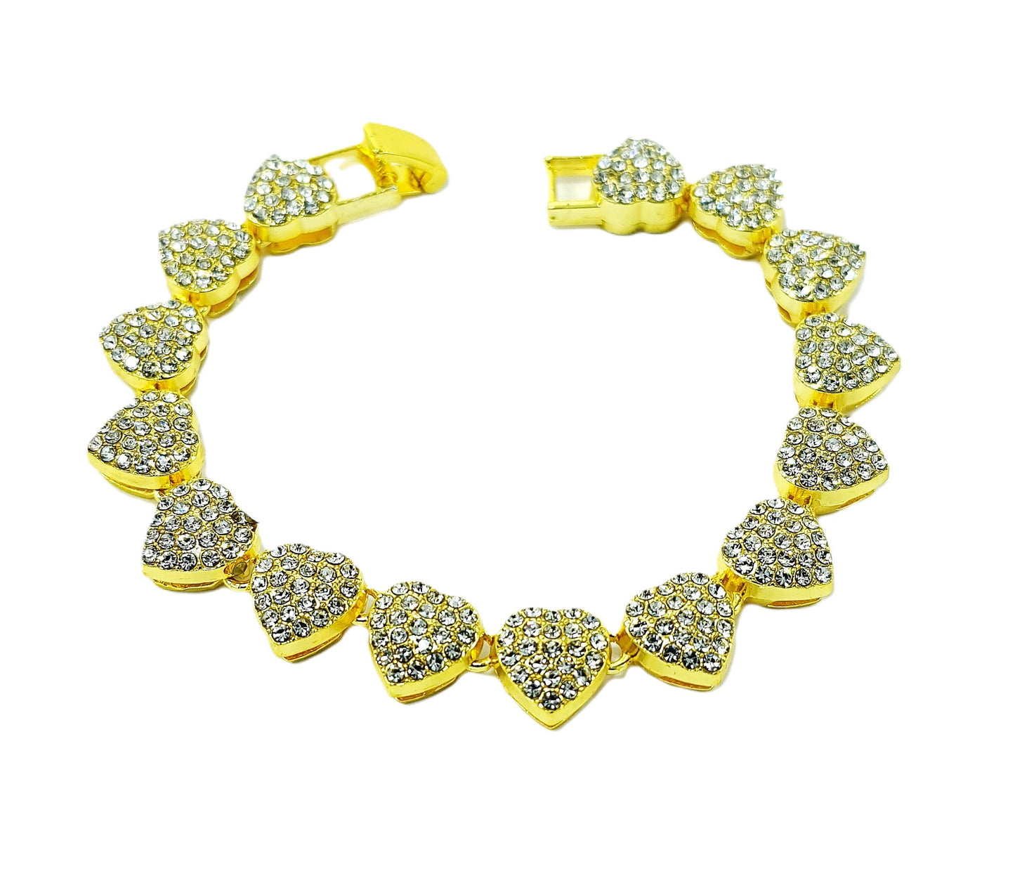 Hearts CZ Studded Tennis Bracelet