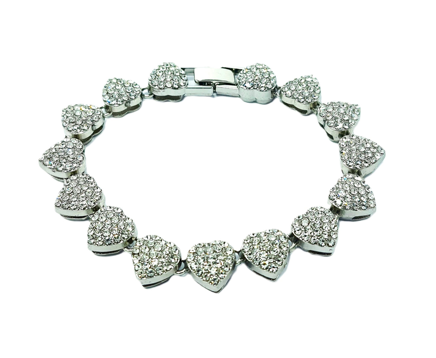 Hearts CZ Studded Tennis Bracelet