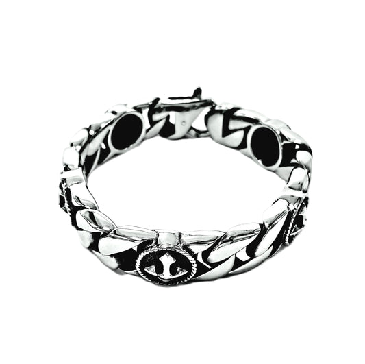 Vintage Cross Titanium Steel Mens Bracelet