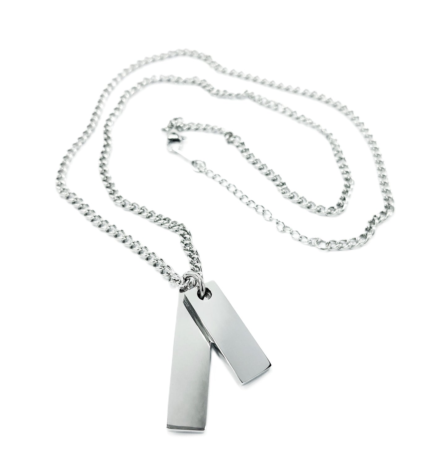 Double Plate Tags Mens Stainless Steel Necklace