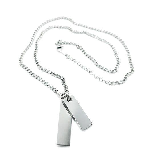 Double Plate Tags Mens Stainless Steel Necklace