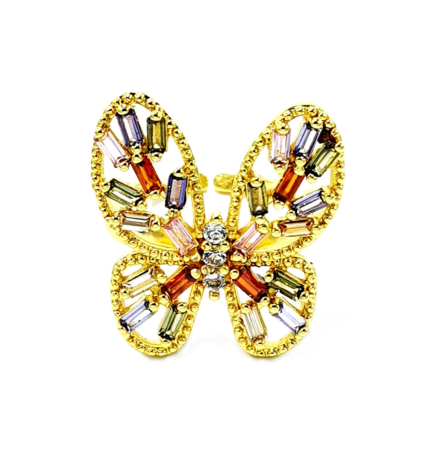 Crystal Butterfly Adjustable Ring