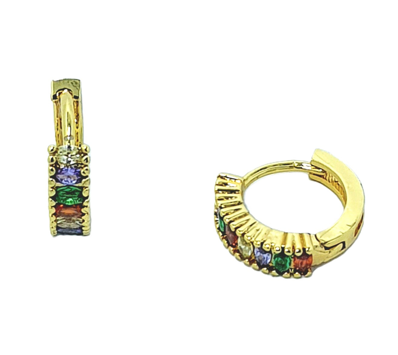 Colourful Cubic Zirconia Gold Plated Earrings