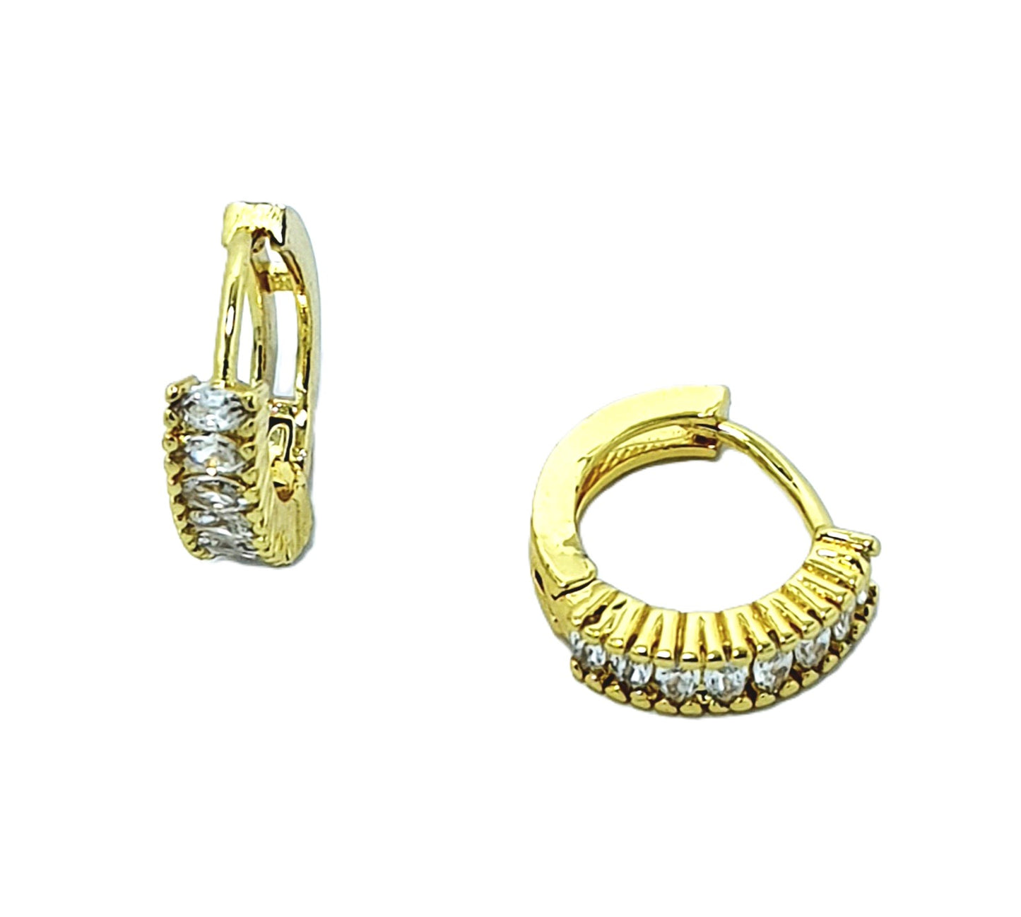 Cubic Zirconia Gold Plated Copper Round Earrings