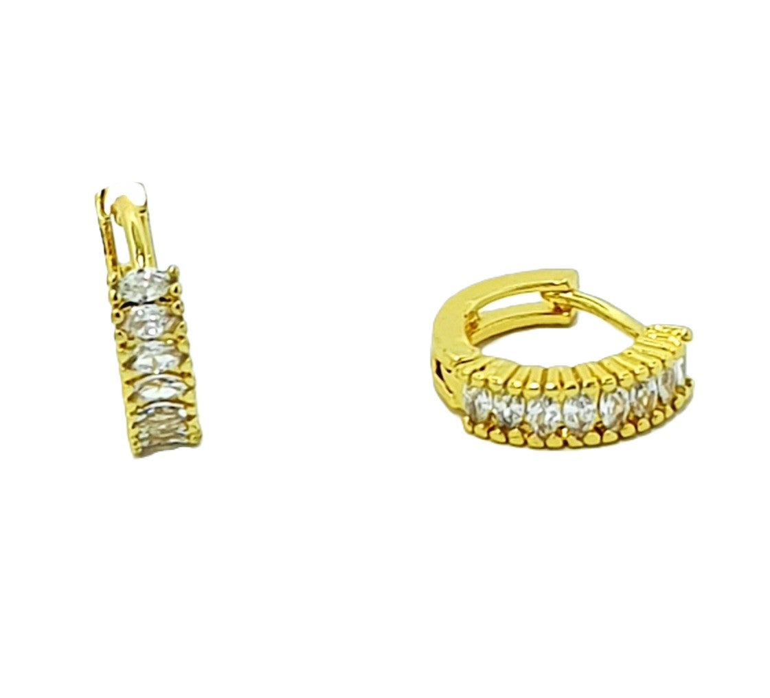 Cubic Zirconia Gold Plated Copper Round Earrings