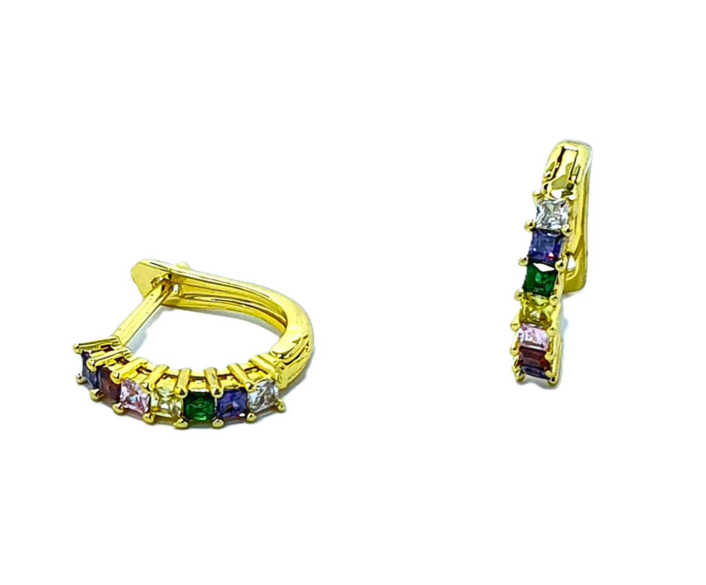 Colourful Cubic Zirconia Gold Plated Earrings