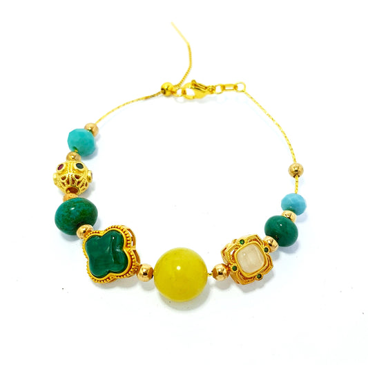 Green Jade and Howlite Bracelet