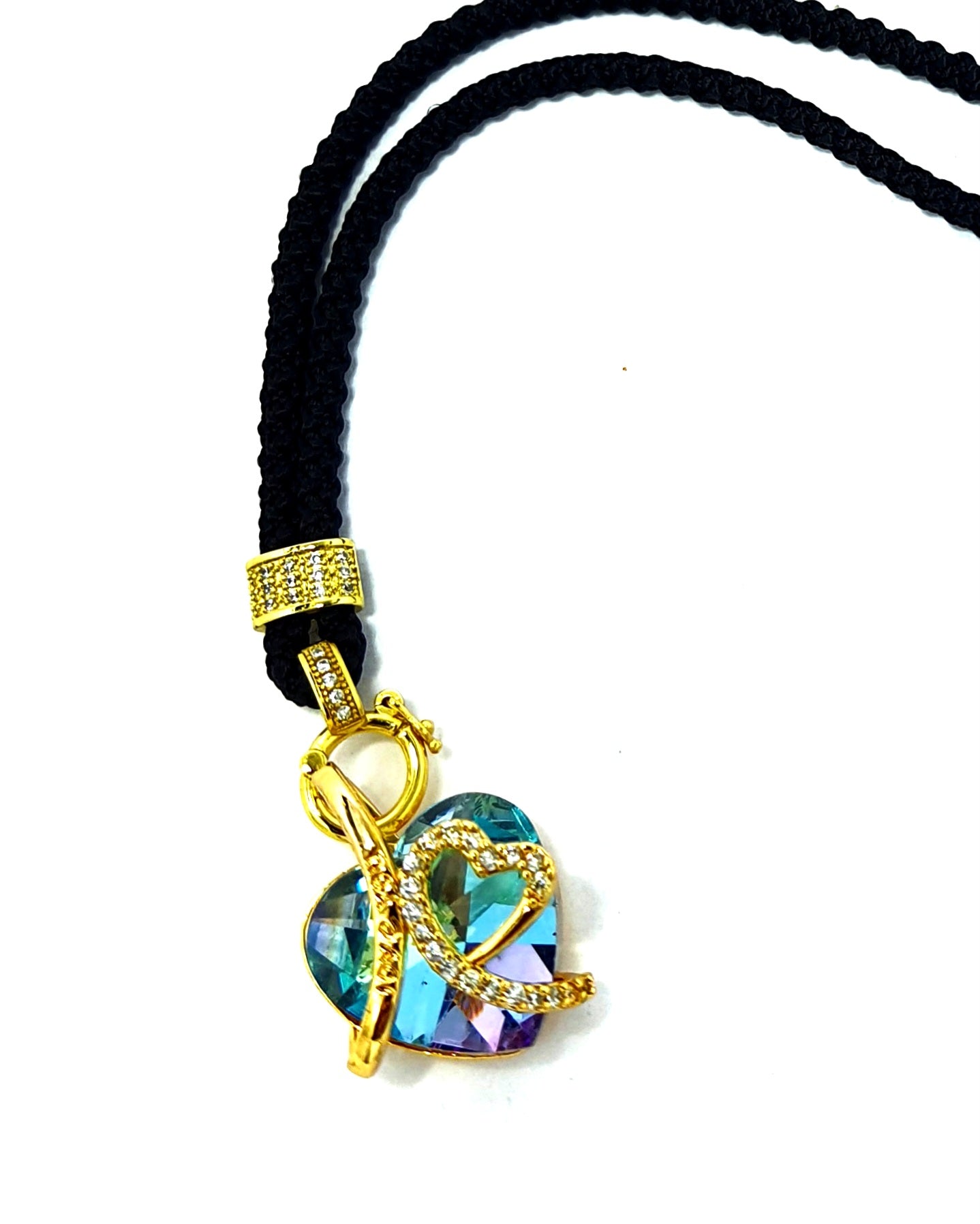 Crystal Heart Adjustable Cord Necklace