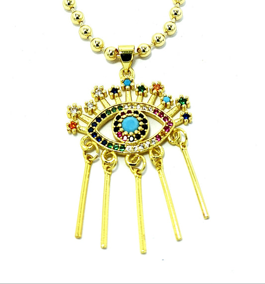 Colourful Crystal Evil Eye Necklace