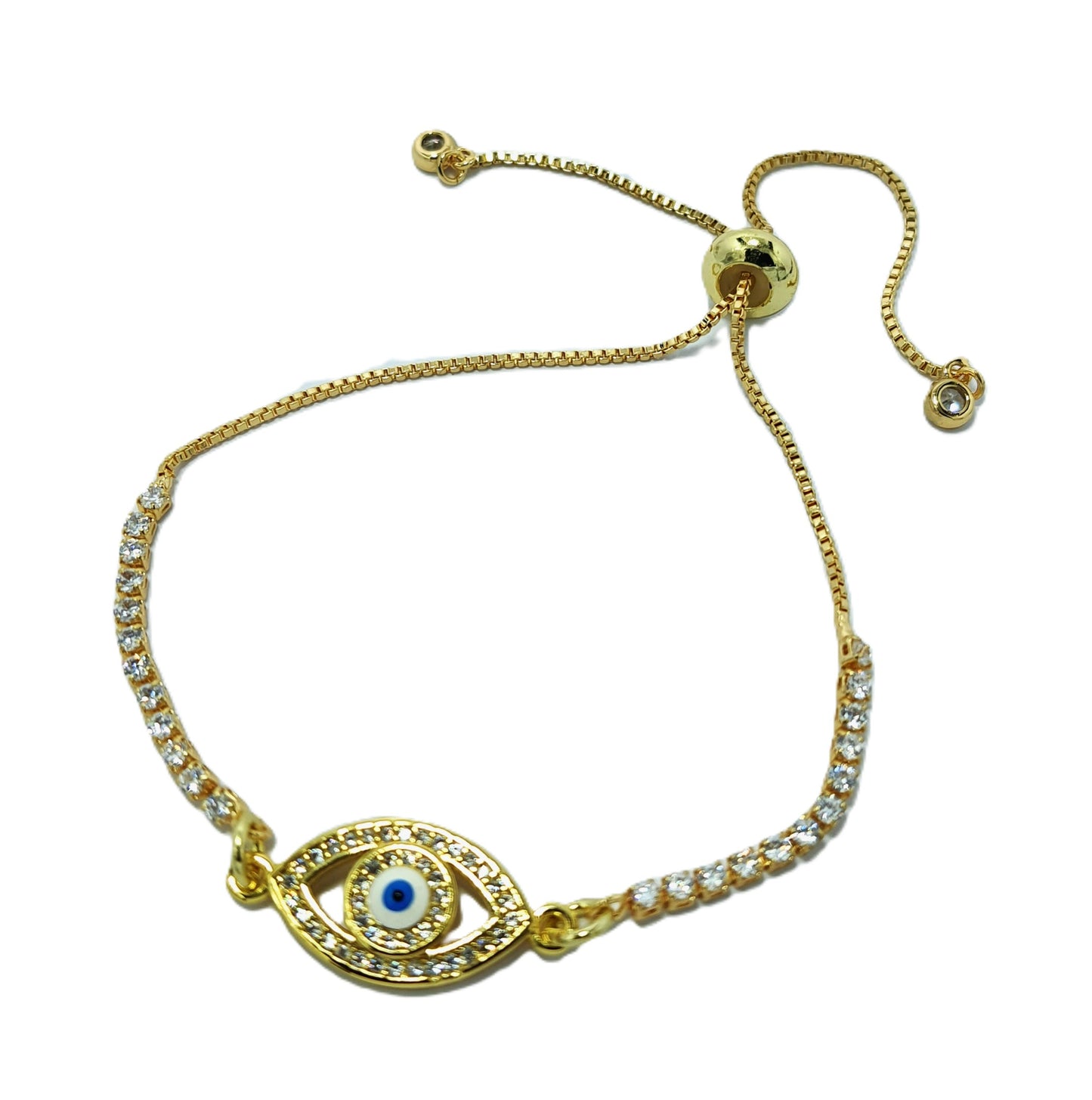 Crystal and Enamel Evil Eye Bracelet