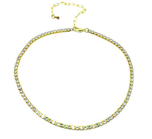 Tennis Choker Gold Plated Necklace