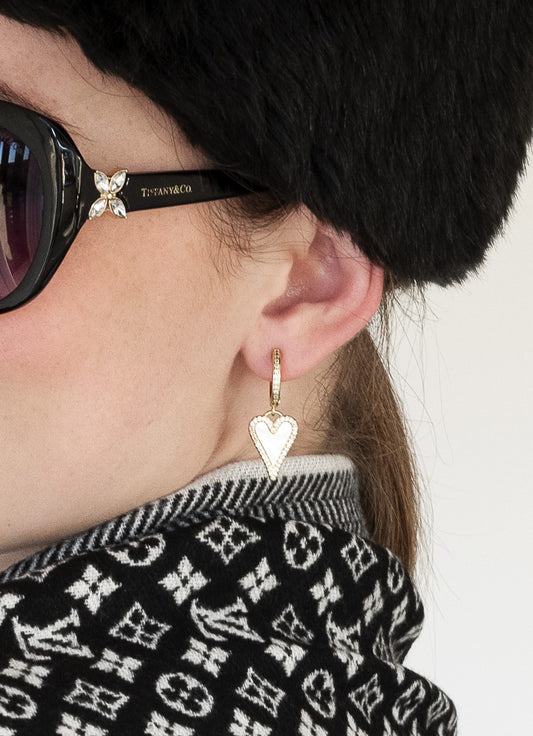 Mother of Pearl Heart Dangle Earrings