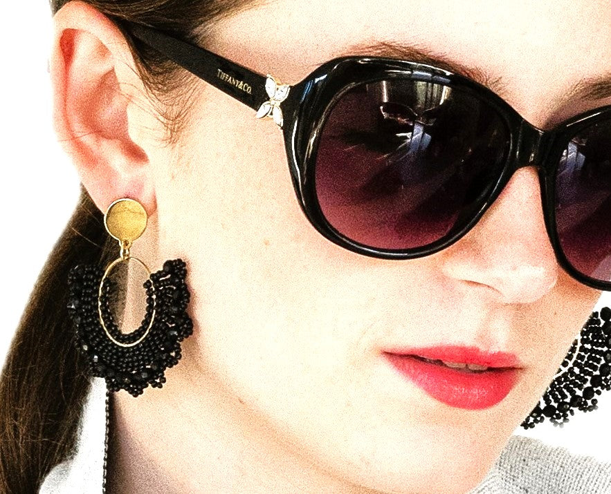 Black and Gold Dangle Earrings