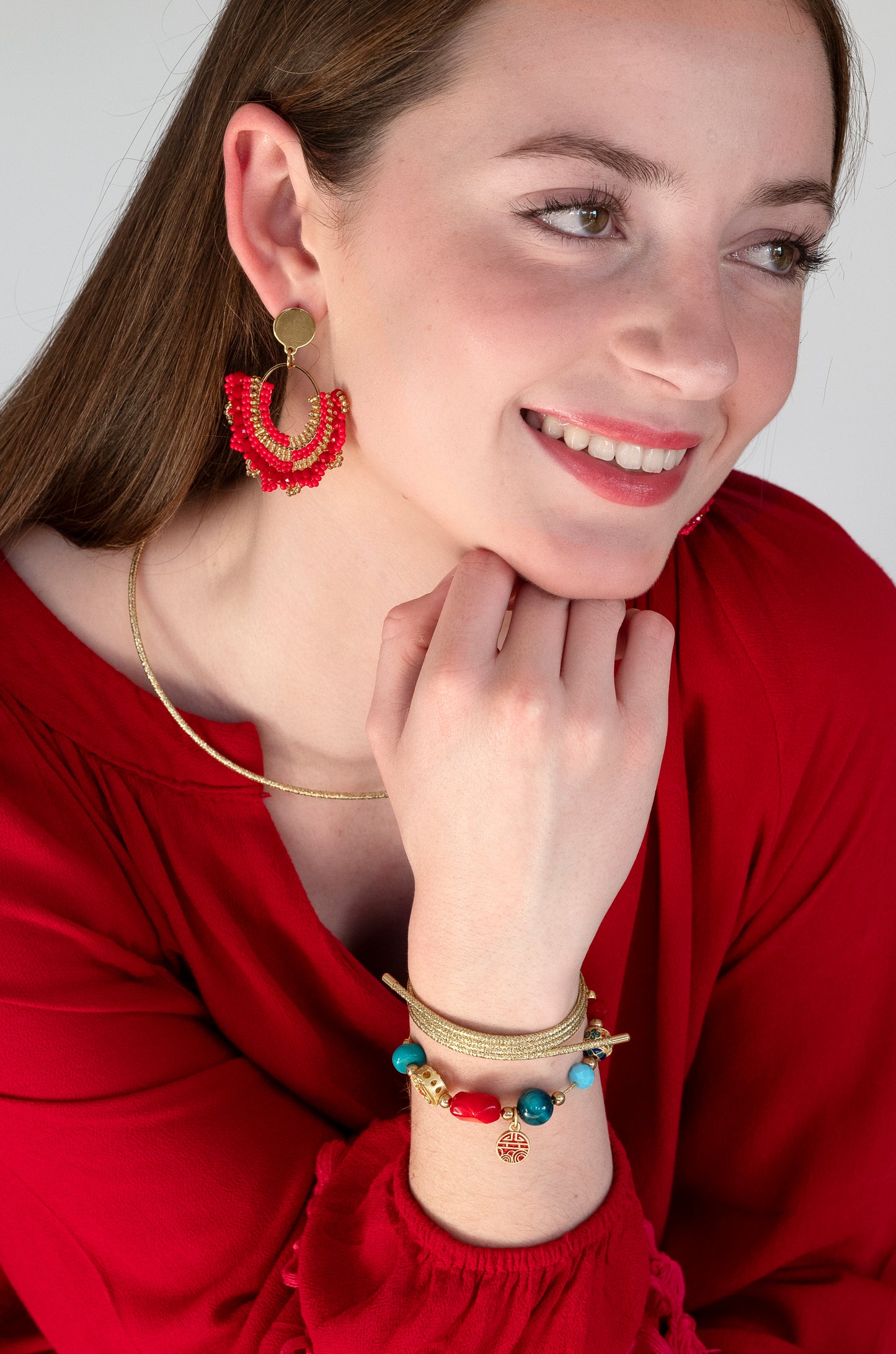 Red Hot Gold Plated Earrings