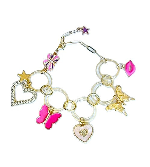 Butterflies and Hearts Charm Bracelet